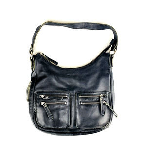 Jack Georges Purse Leather Shoulder Bag Black Leather Zipper